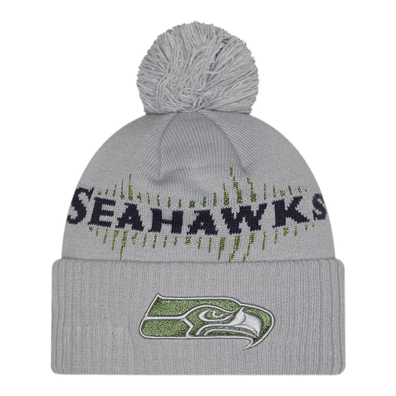 Seattle Seahawks Wolf Gray 2025 Rivalries Collection Sideline New Era Cuffed Beanie Knit Hat with Pom