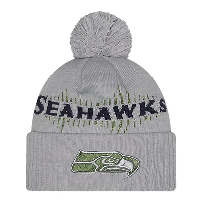 Seattle Seahawks Wolf Gray 2025 Rivalries Collection Sideline New Era Cuffed Beanie Knit Hat with Pom