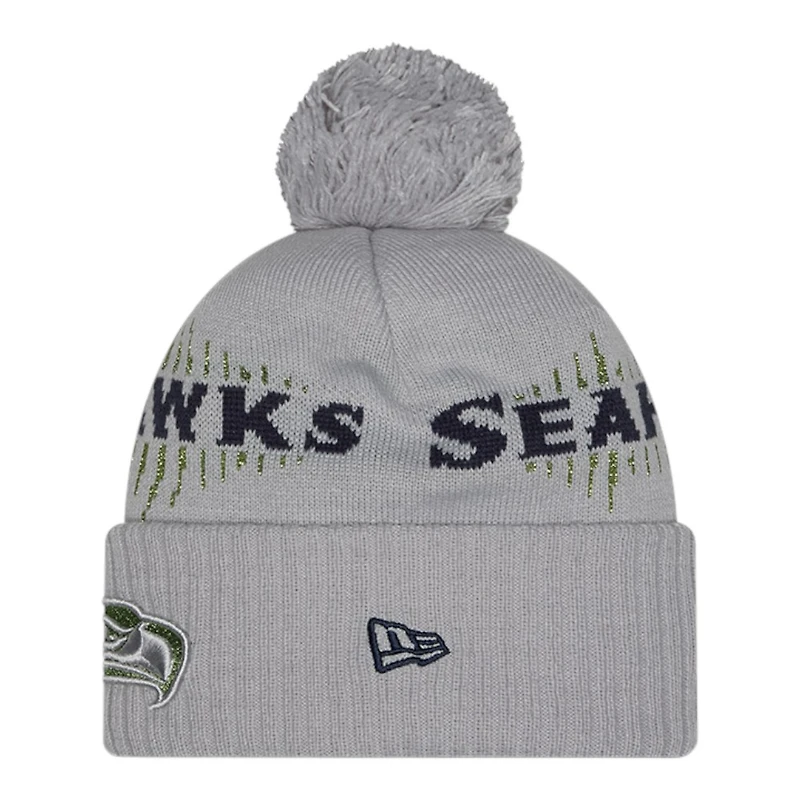 Seattle Seahawks Wolf Gray 2025 Rivalries Collection Sideline New Era Cuffed Beanie Knit Hat with Pom