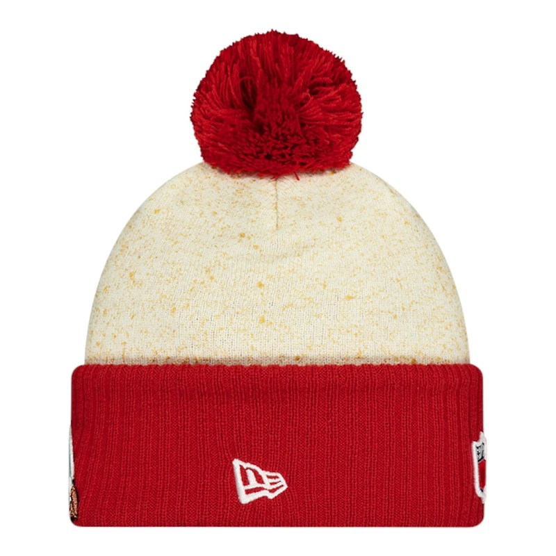 Arizona Cardinals Cream and Red 2025 Rivalries Collection Sideline New Era Cuffed Beanie Knit Hat with Pom