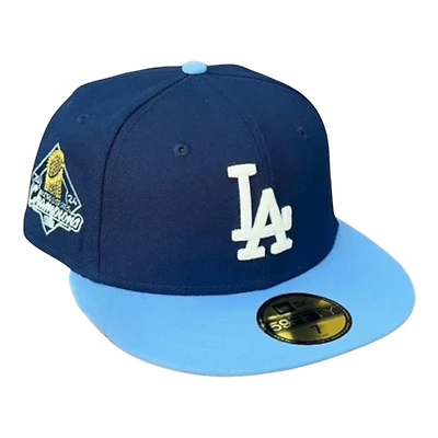 Los Angeles Dodgers Navy and Icy Blue 2Tone 2024 WS Champions Patch Grey UV New Era 59FIFTY Fitted Hat