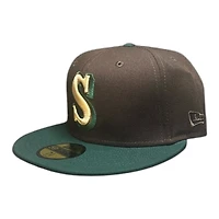Seattle Mariners Burnt Wood Brown and Dark Green 30th Anniversary Patch Grey UV New Era 59FIFTY Fitted Hat