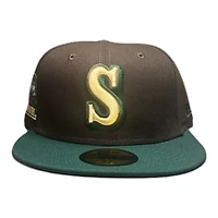Seattle Mariners Burnt Wood Brown and Dark Green 30th Anniversary Patch Grey UV New Era 59FIFTY Fitted Hat