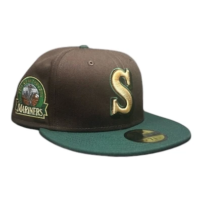 Seattle Mariners Burnt Wood Brown and Dark Green 30th Anniversary Patch Grey UV New Era 59FIFTY Fitted Hat