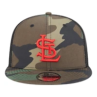 St. Louis Cardinals Retro Logo Woodland Camo Basic Trucker New Era 9FIFTY Snapback Hat