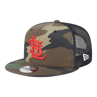 St. Louis Cardinals Retro Logo Woodland Camo Basic Trucker New Era 9FIFTY Snapback Hat