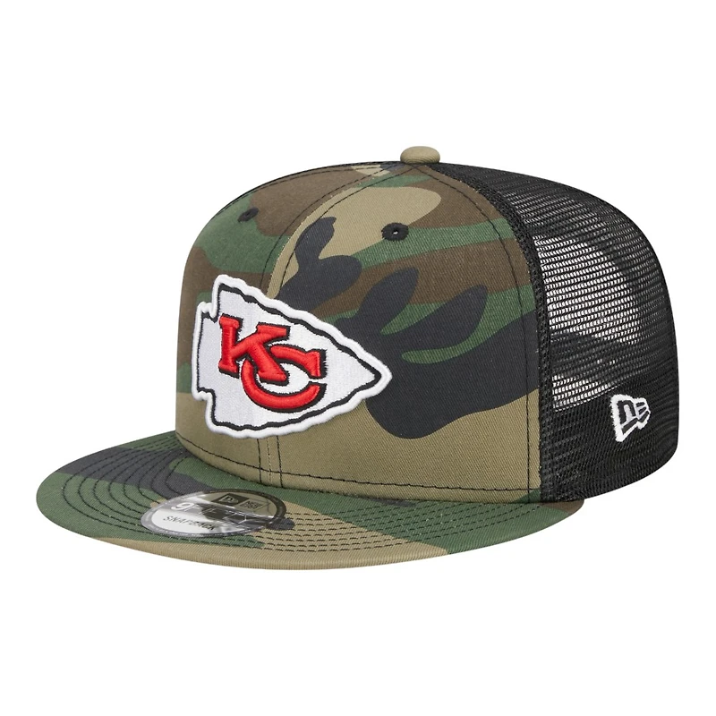 Kansas City Chiefs Woodland Camo Basic Trucker New Era 9FIFTY Snapback Hat
