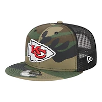 Kansas City Chiefs Woodland Camo Basic Trucker New Era 9FIFTY Snapback Hat
