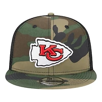 Kansas City Chiefs Woodland Camo Basic Trucker New Era 9FIFTY Snapback Hat