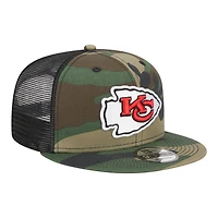Kansas City Chiefs Woodland Camo Basic Trucker New Era 9FIFTY Snapback Hat