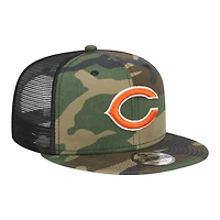 Chicago Bears Woodland Camo Basic Trucker New Era 9FIFTY Snapback Hat