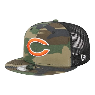 Chicago Bears Woodland Camo Basic Trucker New Era 9FIFTY Snapback Hat