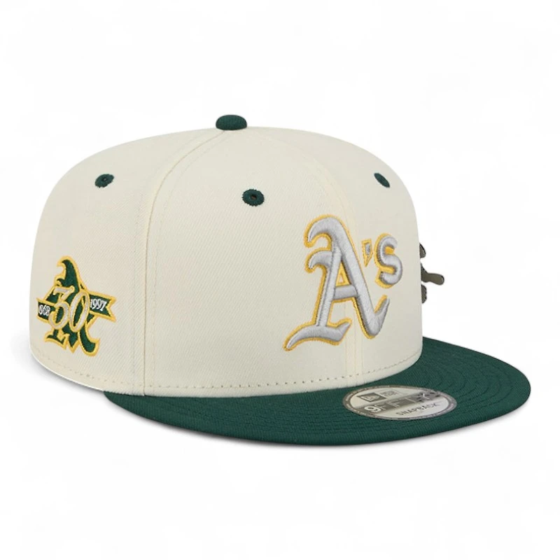 Oakland Athletics Chrome and Green Mascot Team Pin New Era 9FIFTY Snapback