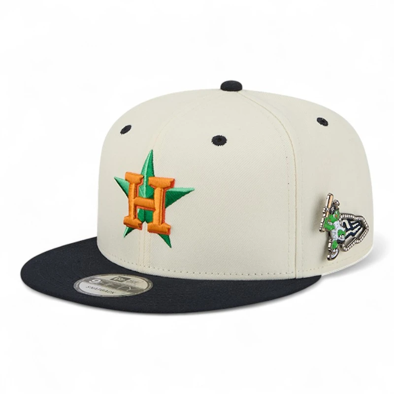 Houston Astros Chrome and Navy Mascot Team Pin New Era 9FIFTY Snapback