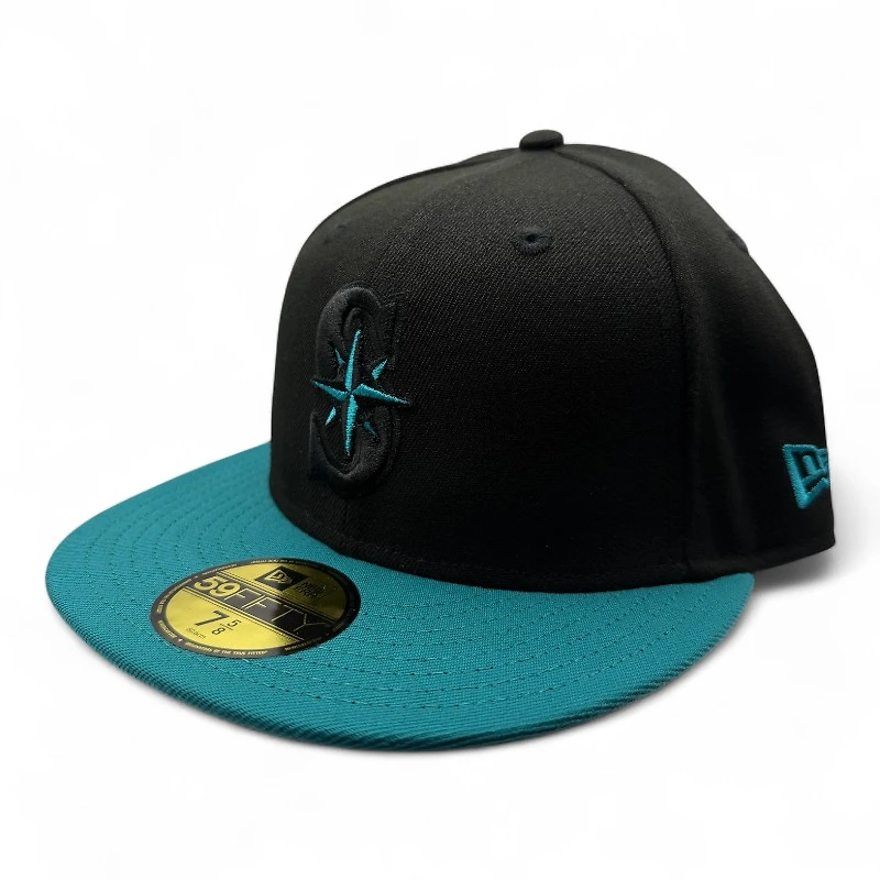 Seattle Mariners Black and Teal Two Tone 2001 All Star Game Patch UV New Era 59FIFTY Fitted Hat