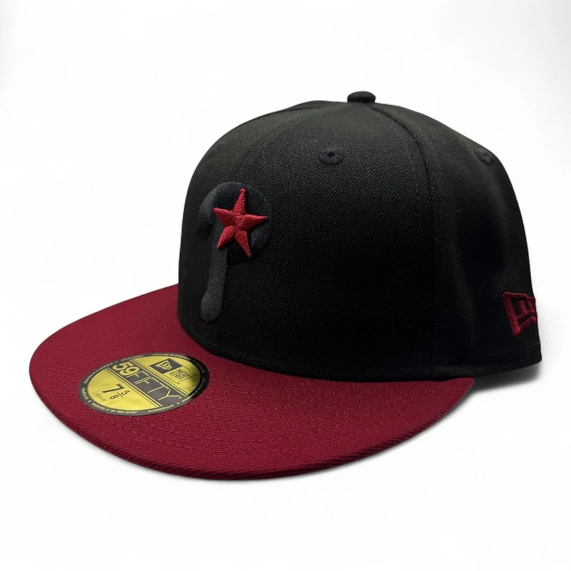 Philadelphia Phillies Black and Maroon Two Tone 1993 World Series Game Patch Grey UV New Era 59FIFTY Fitted Hat