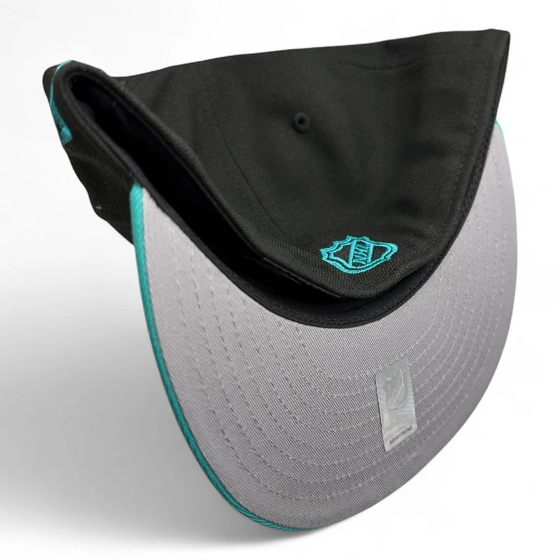 Anaheim Ducks Black and Teal Two Tone Inaugural Season Patch Grey UV New Era 59FIFTY Fitted Hat