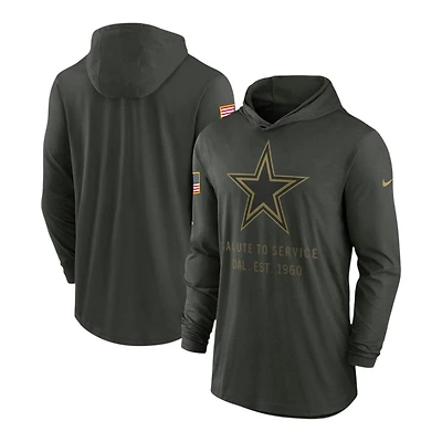 Dallas Cowboys Forest Green 2025 Salute to Service Sideline Dri-FIT Lightweight Hooded Pullover