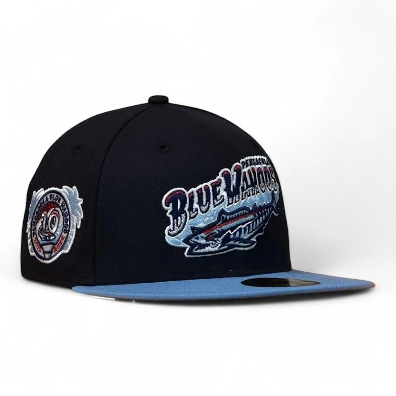 Pensacola Blue Wahoos Navy Light Two Tone 10 Years Patch Gray UV MiLB 59FIFTY Fitted Hat