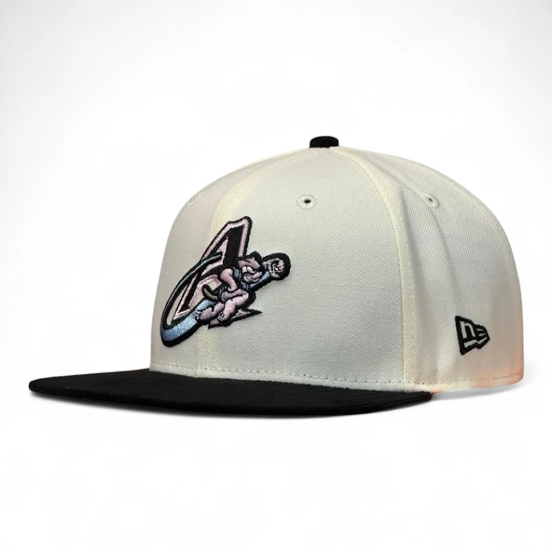 Akron RubberDucks Chrome Black Corduroy Two Tone Double A Patch Pink UV MiLB 59FIFTY Fitted Hat