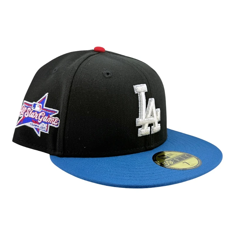 Los Angeles Dodgers Black and Seashore Blue 2025 Atlanta ASG Patch Grey UV New Era 59FIFTY Fitted Hat