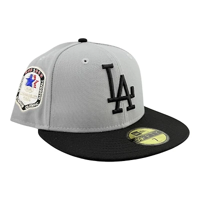 Los Angeles Dodgers Grey and Black Cooperstown Logo 1984 Olympic Patch Green UV New Era 59FIFTY Fitted Hat