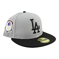 Los Angeles Dodgers Grey and Black Cooperstown Logo 1984 Olympic Patch Green UV New Era 59FIFTY Fitted Hat