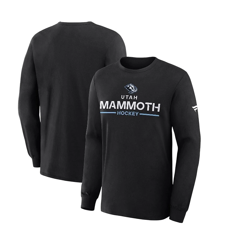 Utah Mammoth Black Wordmark Long Sleeve Fanatics T-Shirt
