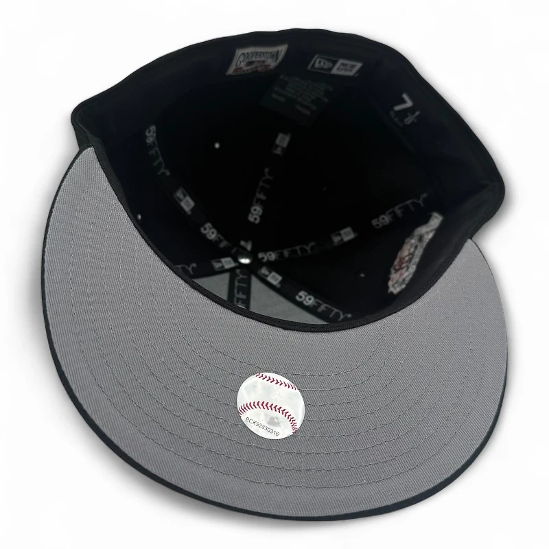 Texas Rangers Black and Red Final Stadium Patch Gray UV New Era 59FIFTY Fitted Hat