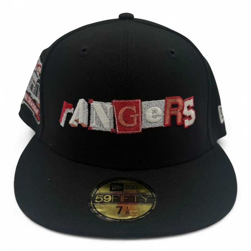 Texas Rangers Black and Red Final Stadium Patch Gray UV New Era 59FIFTY Fitted Hat