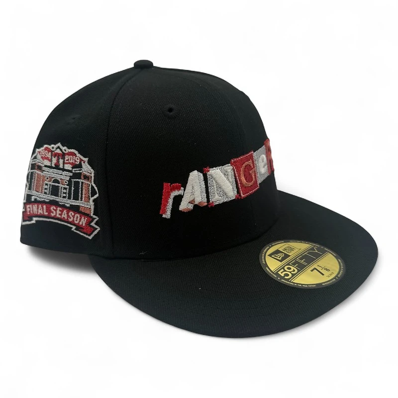 Texas Rangers Black and Red Final Stadium Patch Gray UV New Era 59FIFTY Fitted Hat