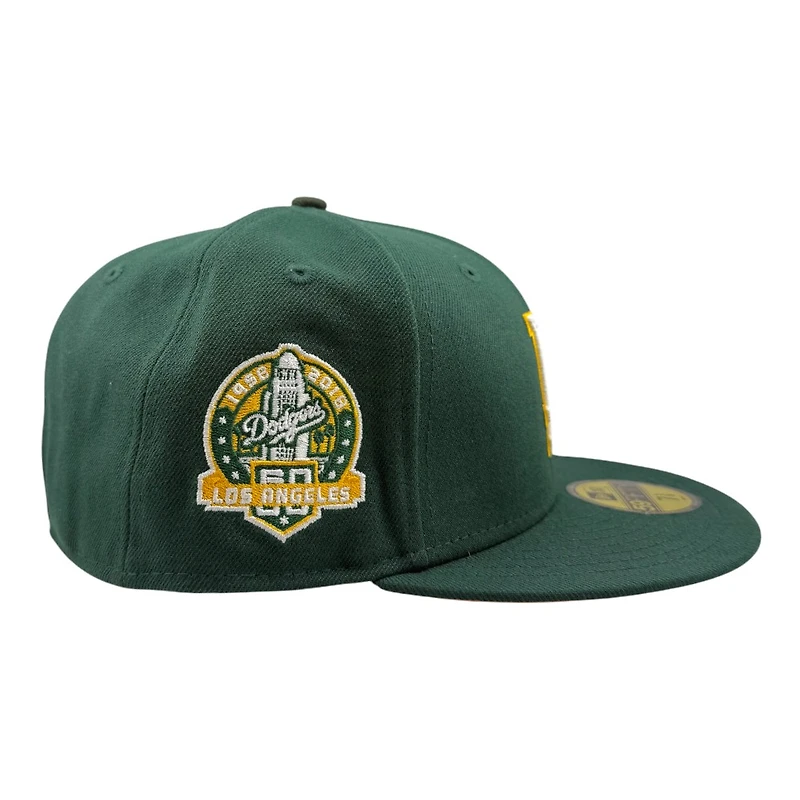 Los Angeles Dodgers Dark Green 60th Anniversary Patch Yellow UV New Era 59FIFTY Fitted Hat