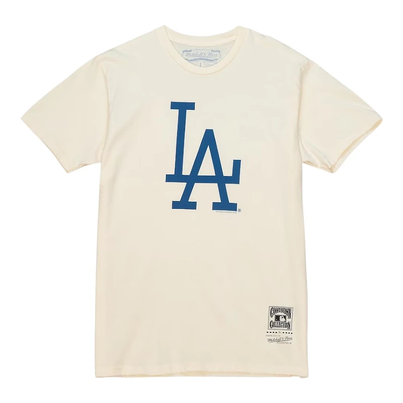 Los Angeles Dodgers Cream Basic LA Logo Mitchell & Ness T-Shirt