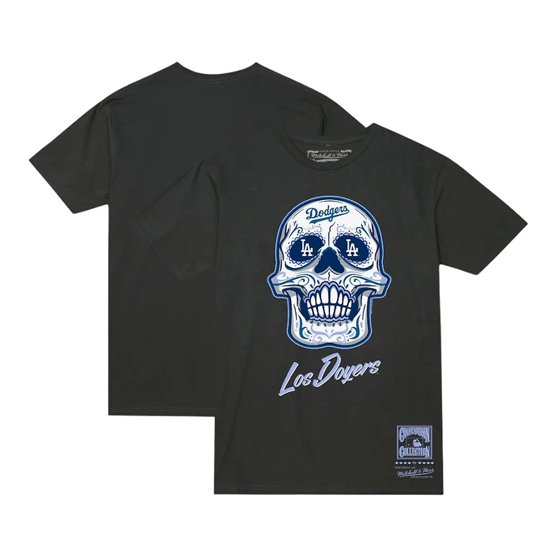 Los Angeles Dodgers Charcoal Grey Sugar Skull Mitchell & Ness T-Shirt