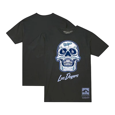 Los Angeles Dodgers Charcoal Grey Sugar Skull Mitchell & Ness T-Shirt