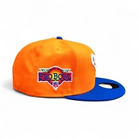 Denver Broncos Rush Orange Majestic Blue 2T Leon the Lab 1991 Pro Bowl Patch Cardinal UV New Era 59FIFTY Fitted Hat