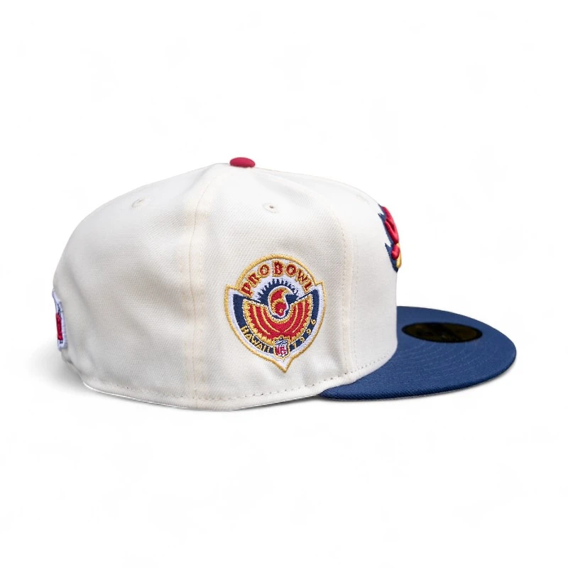 Denver Broncos Chrome Oceanside Blue 2T Leon the Lab 1996 Pro Bowl Patch Cardinal UV New Era 59FIFTY Fitted Hat