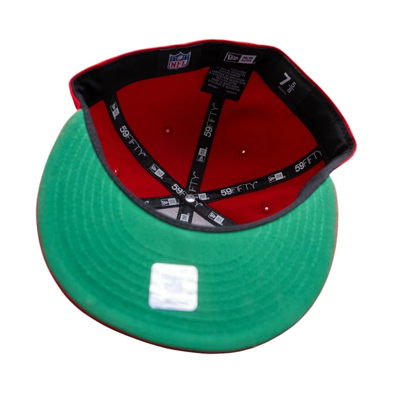 San Francisco 49ers Scarlet Leon the Lab Helmet Patch Green UV New Era 59FIFTY Fitted Hat