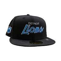 Detroit Lions Script Black Leon the Lab 1995 Green UV New Era 59FIFTY Fitted Hat