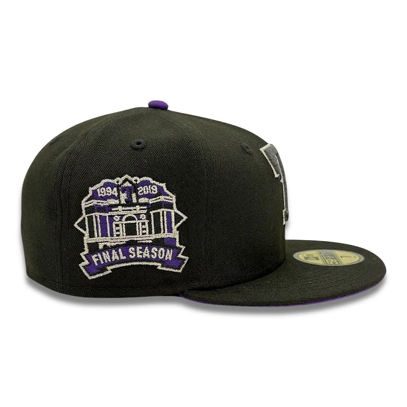 Texas Rangers Black and Silver Metallic Final Season Patch Purple UV New Era 59FIFTY Fitted Hat