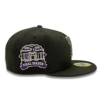 Texas Rangers Black and Silver Metallic Final Season Patch Purple UV New Era 59FIFTY Fitted Hat
