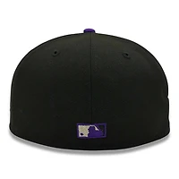 Texas Rangers Black and Silver Metallic Final Season Patch Purple UV New Era 59FIFTY Fitted Hat