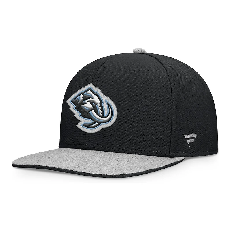 Utah Mammoth Black and Grey Wool Primary Logo Fanatics Snapback Hat