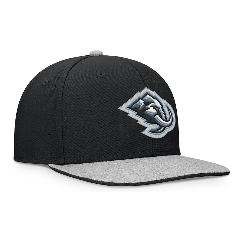 Utah Mammoth Black and Grey Wool Primary Logo Fanatics Snapback Hat