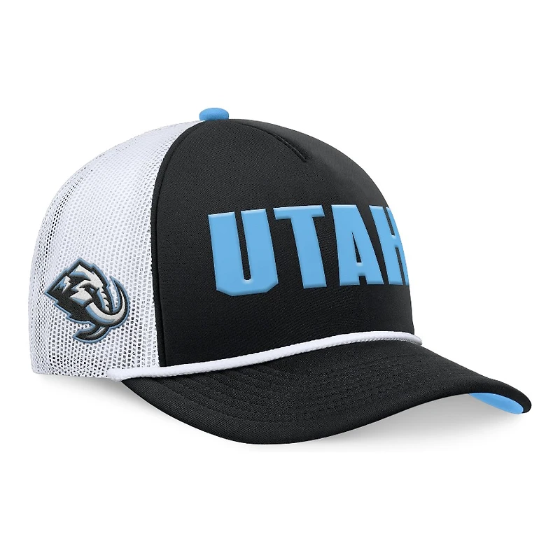 Utah Mammoth Black and White Trucker Rope Fanatics Snapback Hat