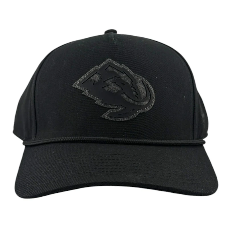 Utah Mammoth Black with Grey Wool Logo Fanatics Roper Snapback Hat