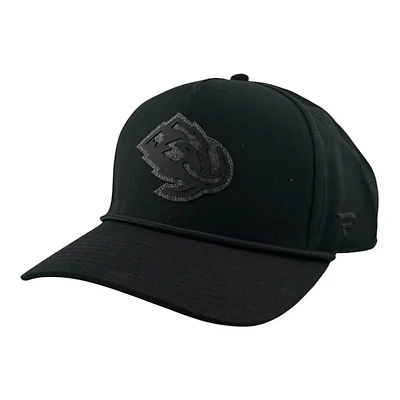 Utah Mammoth Black with Grey Wool Logo Fanatics Roper Snapback Hat