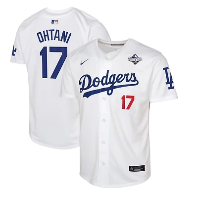 Youth Los Angeles Dodgers Shohei Ohtani 2025 World Series Patch White Home Nike Limited Jersey