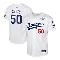 Youth Los Angeles Dodgers Mookie Betts 2025 World Series Patch White Home Nike Limited Jersey
