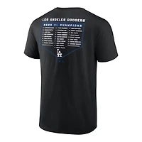 Los Angeles Dodgers Black 2025 National League Champions Bloop Single Roster T-Shirt